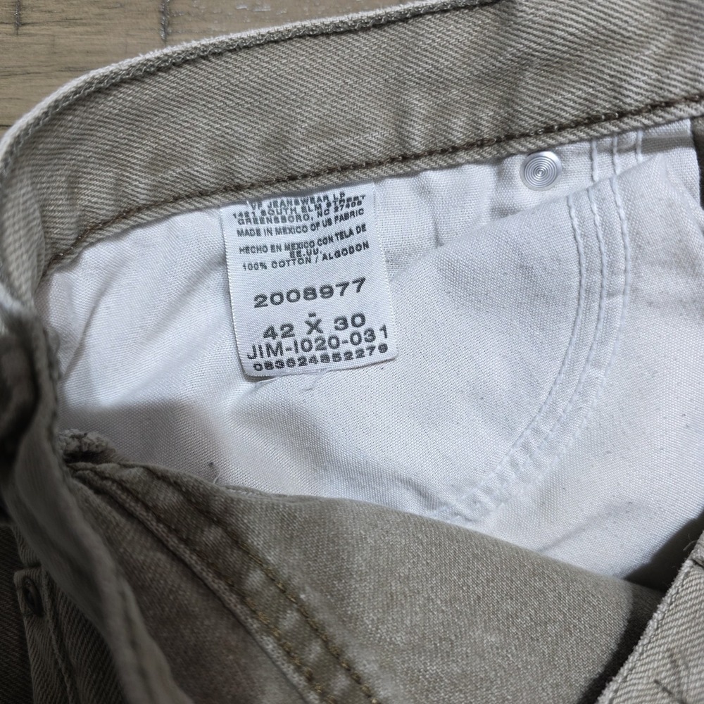 Vintage Lee 90s Regular Fit Jeans 42x30 Tan Khaki 100% Cotton Stained Y2K - Picture 11 of 14